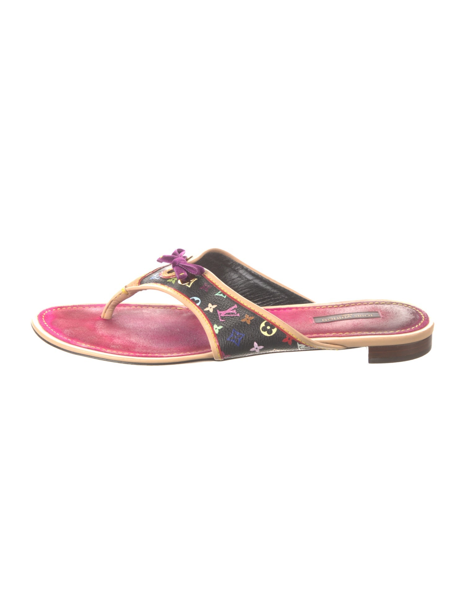 Louis Vuitton Floral Print Bow Accents Slides
